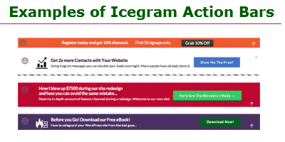 Icegram reviews should include examples of Action Bars