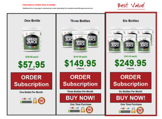 Green juice powder price